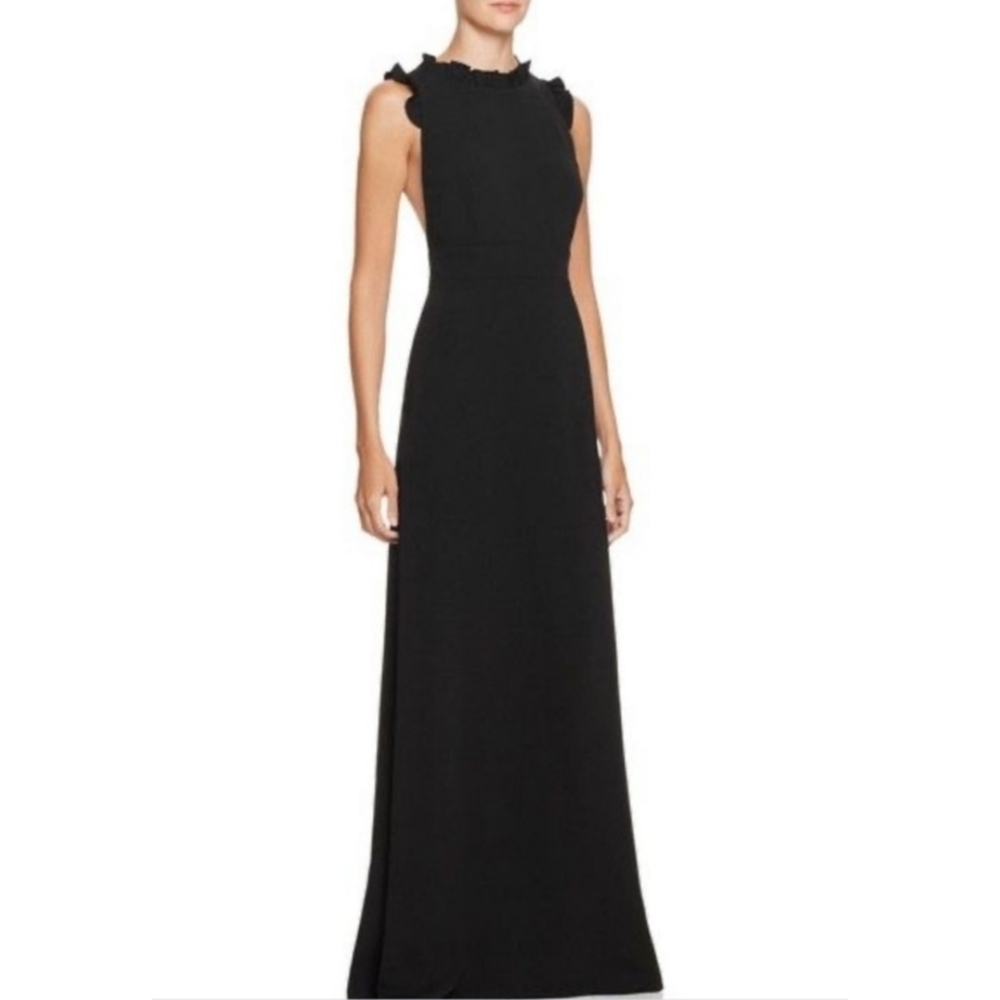 Jill Stuart Black Ruffle Crossback Maxi Dress Size 6